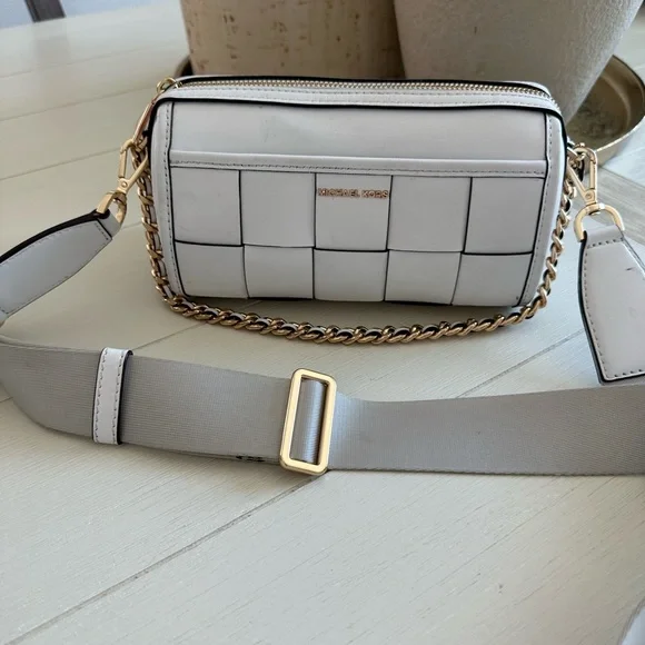 Michael Kors Jet set leather woven crossbody bag white gold - Picture 13 of 13